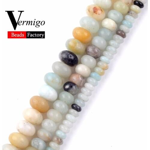 Wholesale Natural Stone Beads Amazonite Rondelle Beads For Needlework Jewelry Making 2x4x6x8mm Spacer Beads Fit Diy Bracelet