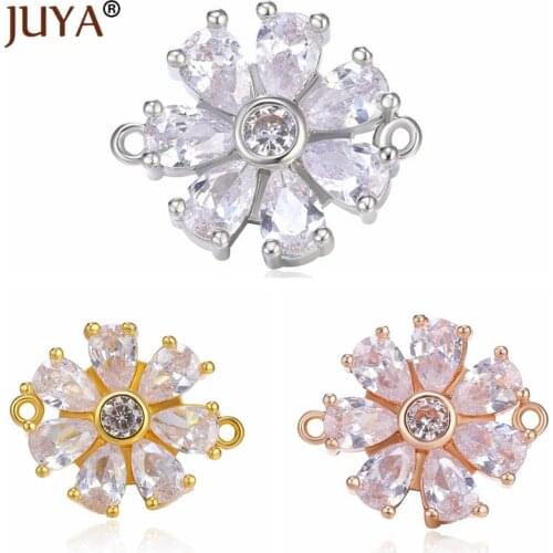 Supplies for jewelry diy earrings findings bracelets necklaces jewellery making luxury zircon crystal flower connectors Charms