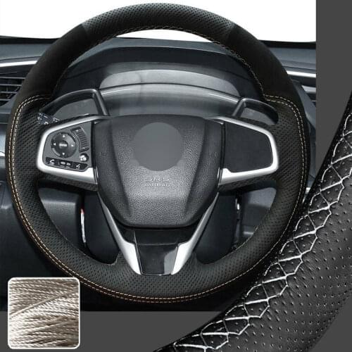 Hand Stitch Wrap Kit Steering Wheel Cover For Honda Civic 10th 16-19 CR-V Clarity Super Soft Non-slip Durable Car Interior