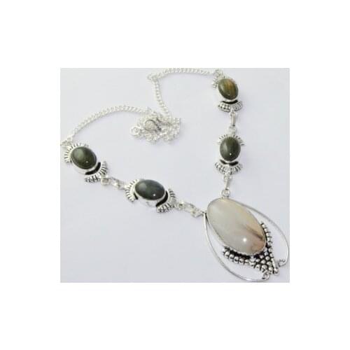 Druzy Necklace Silver Overlay over Copper, 48.8 cm, N1739