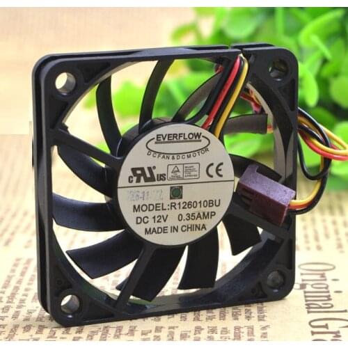 SSEA New Wholesale cooling fan for EVERFLOW R126010BU 6010 6CM 12V 0.25A 0.35A 60*60*10mm 3pin Double ball bearing cooling fan