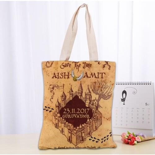 Marauder Map Tote Bag Foldable Shopping Bag Reusable Eco Large Unisex Canvas Fabric Shoulder Bags Tote Grocery Cloth Pouch