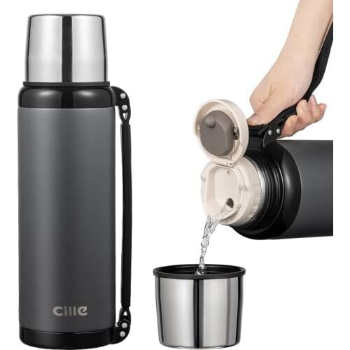 Outdoor Thermos 2100ML Stainless Steel Tea Bottle Travel Coffee Bottle High Capacity Thermo Cup Botella Termica Drinkware DA60BW
