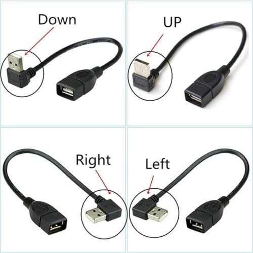 USB 2.0 Type A Male to Female Expansion Cable Adapter 90 Degree UP Down Left Right Angle for PC Computer