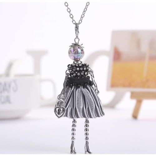YLWHJJ 2020 new women doll necklaces & pendant girls black necklace brand statement fashion jewelry Pearl Rhinestone Necklace