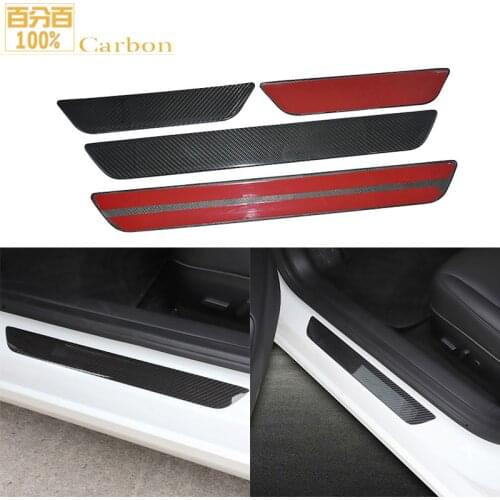 Model 3 Car Pedal Protection Strip For Tesla Model 3 Accessories Door Sill Decoration Cover Glossy Carbon Fiber