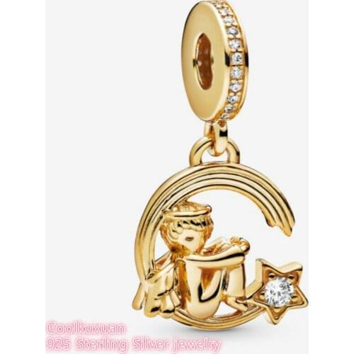 Winter 100% 925 Sterling Silver Angel and Shooting Star Dangle Charm beads Fits Original Brand bracelets Jewelry Making