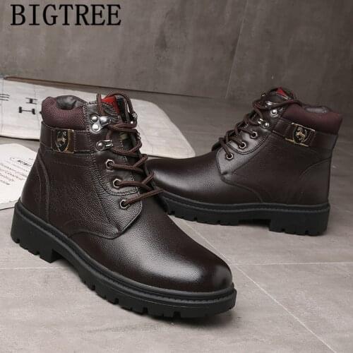Snow Boots Men Ankle Boots Men Military Fashion Luxury Brand Winter Shoes Men Boots Genuine Leather Zapatos De Hombre Erkek Bot