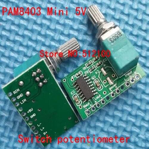 10pcs PAM8403 Mini 5V Power Amplifier Board Support USB Power Supply 3W+3W (Switch potentiometer) 2-Channels modul