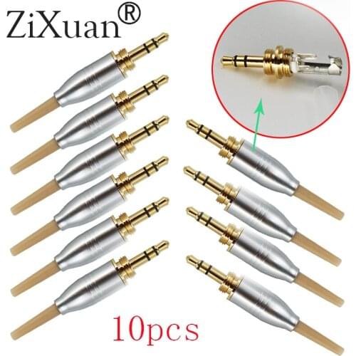 10pcs DIY 3.5mm Metal Shell For Pro Microphone Spare Plug adapter Stereo 3.5mm plug external thread plug