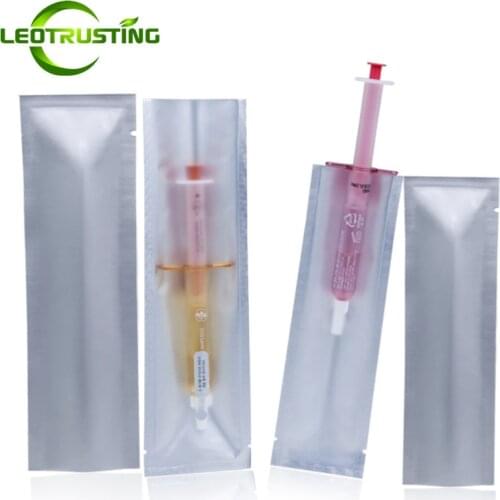 100pcs Open Top Aluminum Foil Syringe Packaging Bags Translucent Injector Eyelash Pen Eye Lashes Cosmetic Brushes Pack Pouches