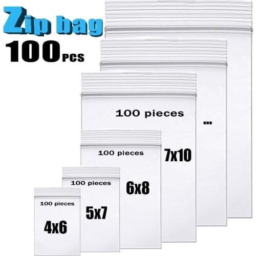 100pcs/pack Thick Clear Zip Lock Bags ziplock Food Package Storage Bag Small Jewelry Plastic Reclosable Poly Zip Bags Heavy-Duty
