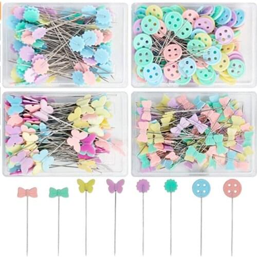 100Pcs Box Dressmaking Pins Embroidery Patchwork Tools Flower Head Stainless Steel Straight Pins Sewing Needle Art DIY Accessory