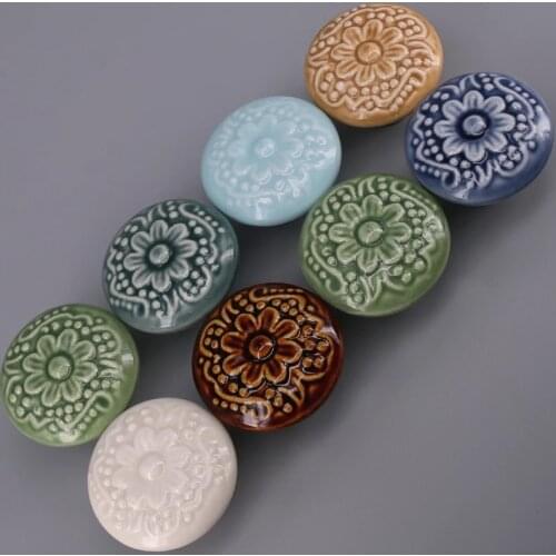 1x Vintage Retro Ceramic Door Knob Wardrobe Cabinet Drawer Pull Kitchen Cabinet Handle Porcelain Cupboard Handle 44mm