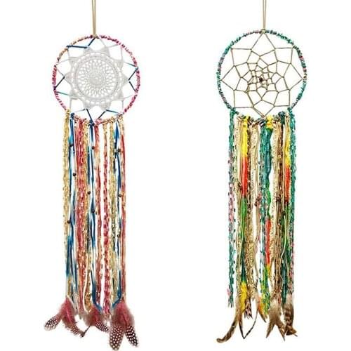 2 Pcs Dream Catcher Wall Hanging Handmade Bohemian Wall Decor for Bedroom Kids Girls Room Home Decoration Ornament
