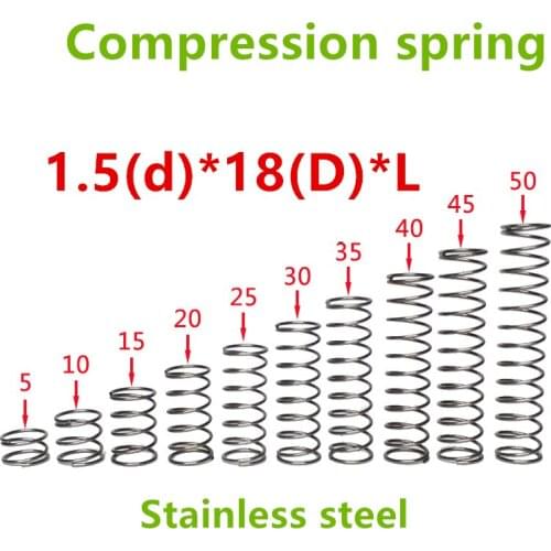 20pcs 1.5*18*(15/20/25/30/35/40/45/50) Stainless steel Series small spot spring wire compression pressure springs