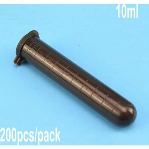 200pcs/pack 10ml plastic brown lucifugal centrifuge tube Micro Laboratory Test Tubing Vial lab sample container with cap