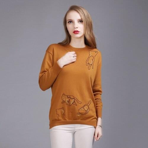 2017 Spring New Pattern Suit-dress Animal Embroidery Pullover Knitting Unlined Garment Easy Long Fund Rendering Unlined Upper