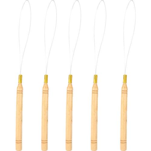 5pcs Hair Extension Tool Hair Styling Accessory Hook Needle Micro Ring Pulling Hoop Loop Feather Threader