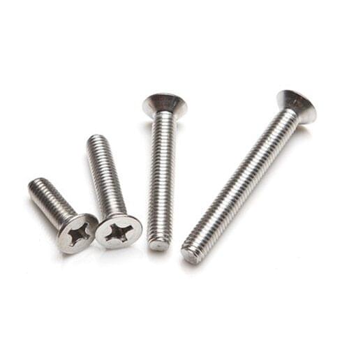 50Pcs 2#-56 UNC Phillips Countersunk head screw PHIL bolts 304 stainless steel cross screws nuts spring washers 1/8" 5/32" -1"