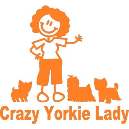 Car Sticker Jdm Car Styling Character Modeling Crazy Yorkie Lady Window Bumper Vinyl Decal Tailgate 18 x 15cm