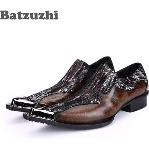 Batzuzhi Limited Edition Japanese Type Fashion Mens Leather Shoes Pointed Toe Leather Dress Shoes Men High Inreased Footwear