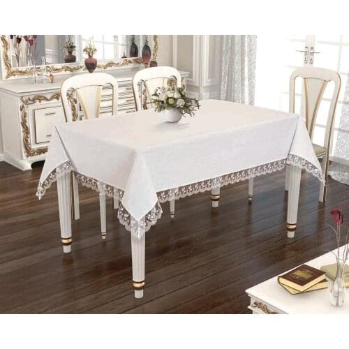 Belnido Home Dantelli Krem Hande Masa Örtüsü 160 x 220 cm