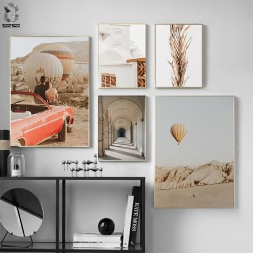 Bohemia Landscape Canvas Painting Wall Art Poster Hot Air Balloon Gallery Scenery Decoracion Hogar Moderno Nature Art Print