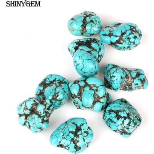 ShinyGem Irregular 20-25mm Blue Green Turquoises Solid Real Pattern Natural Turquoises Stone Beads For DIY Jewelry Making 10Pcs