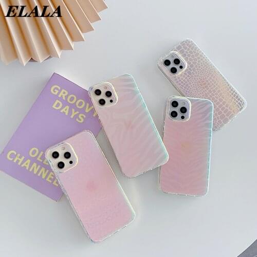 For iPhone 12 11 Pro Max XS XR SE 2020 7 8 Plus Laser Pattern Bling Phone Case Luruxy Soft IMD Shockproof Protection Back Cover