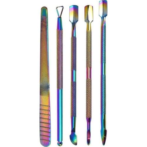 Dual-ended Chameleon Nail Cuticle Pusher Dead-skin Remover Rainbow Steel Nail Art Tool Nail manicure tool