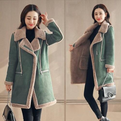 Larger Size Cotton Coat Warm Thicke Down Jacket 2021 Winter Long Sleeve Cotton Coat New Solid Long Lambswool Cotton Coat