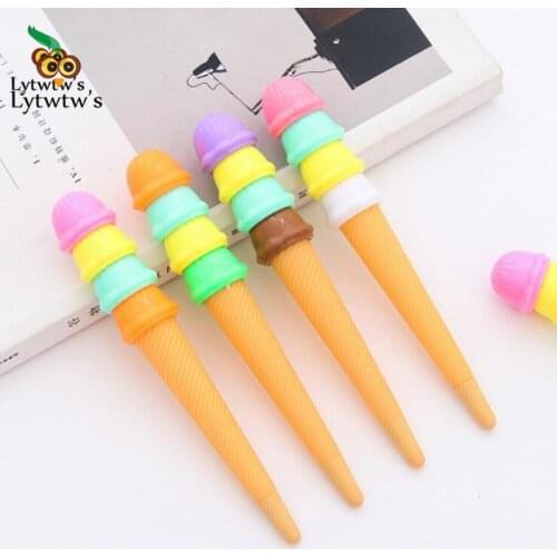 4 Piece Lytwtws Stationery Cute Sweet Ice Cream Lovely Candy Gel Pens School Officel Supply Gift Kawaii Handles Creative novel