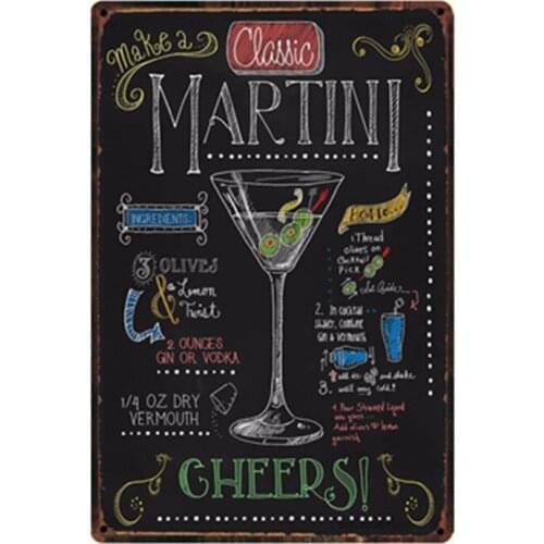 [ Kelly66 ] Martini Cocktail Beer Tin Sign Poster Hotel Decor Pub Wall Metal Painting 20*30 CM Size y-1003