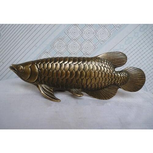 Chinese Folk Culture HandMade Brass Bronze statue Fish Sculpture