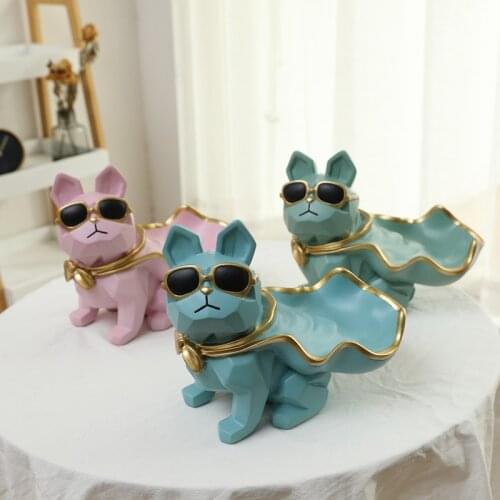 Creative geometric dog porch wind fruit tray storage box decoration Nordic home living room decoration key decoration resin
