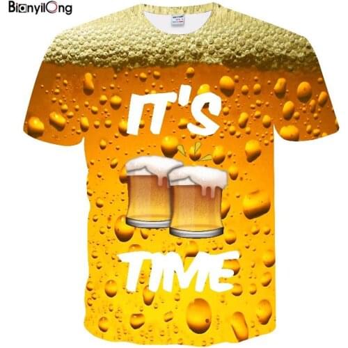 2021 trends mens clothing wholesale brand shirt beer short-sleeved t shirt digital printing Homme large size T-shirt tops tees