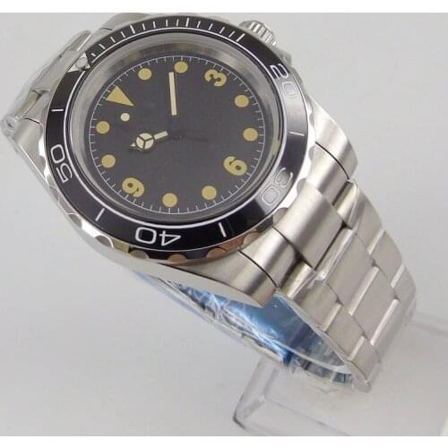 40MM Black Sterile Dial Sapphire Glass Ceramic Bezel Mechanical Date 21 Jewels Miyota 8215 Automatic Mens Wristwatch