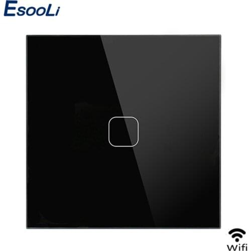EsooLi EU/UK Standard Smart Home 1 Gang 1 Way Wall Touch Switch, Crystal Glass Switch Panel, 220-250V, wireless light switch