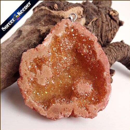 Irregular Natural Stone Pendulum Gold Plating Rainbow Crystal Druzy Pendants Sparkling Charms Necklace For Jewelry Making YS134