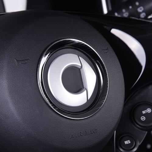 For New Smart 453 Fortwo Forfour Stainless Steel Steering Wheel Panel Center Cover Decorative Metal Ring Auto Parts Car Styling