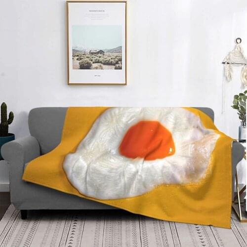 Fried Egg Yolk Blankets Velvet Decoration Food Breathable Warm Throw Blankets for Sofa Office Bedspread