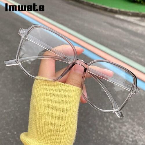 Imwete Oversizes Glasses Frame Women Vintage Transparent Spectacle Men Block Blue Light Computer Eyewear Retro Optical Glasses