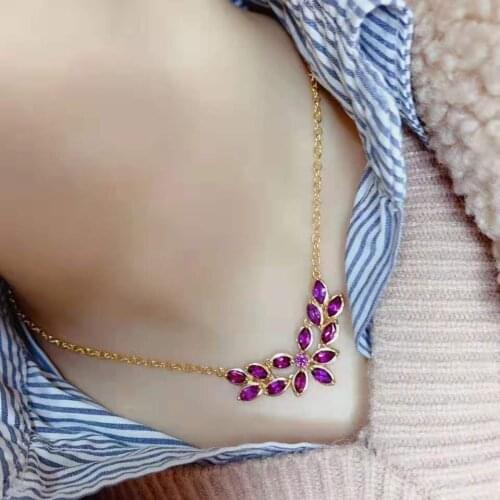 Pakistan natural Garnet Necklace 925 silver 3x4mm Gemstones Jewelry