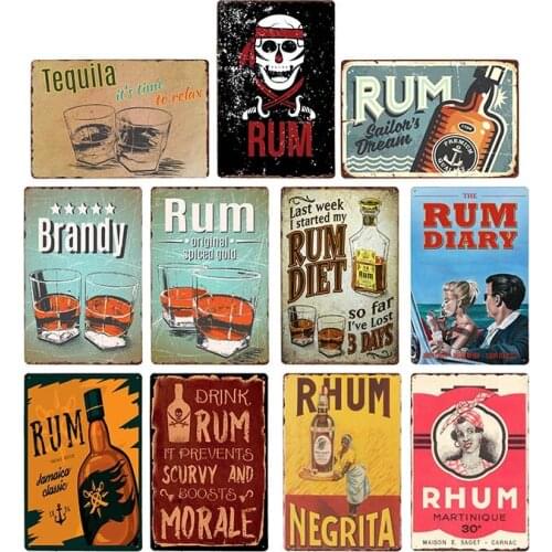 Bar Signs Beer/Whiskey/Wine Plaque Metal Vintage Wall Art Poster Pub Club Bar Decoration Plates Home Decor Iron Painting