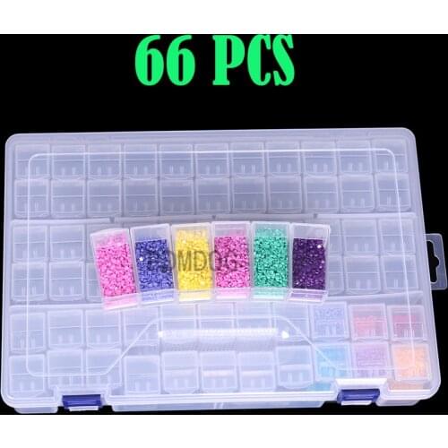 66/56/64/60 Slot Transparent Plastic Storage Box Diamond Painting Accessories Tool Nail Art Rhinestone Bead Storage Box