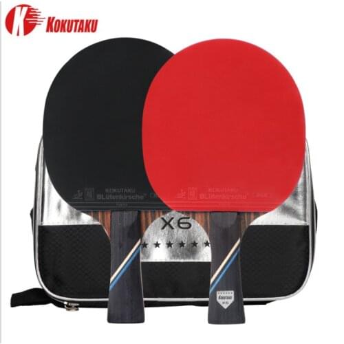 New Professional 4/5/6 Star Ping Pong Racket Carbon Table Tennis Racket Bat Paddle Set Pimples In Rubber With Bag -40