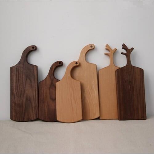 Japan Style Whole Wood Cutting Board Creative Imitated Antler Shape Black Walnut Fruits/Pizza Plate Eco Wooden Chopping Block