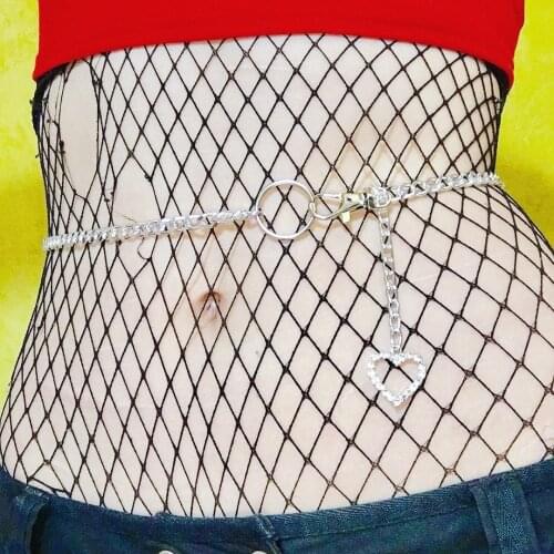 Women Fashion Heart Chain Belt Female Silver Gold Waist Dress Thin Metal Belts Long Designer Tassel Fringe Chains