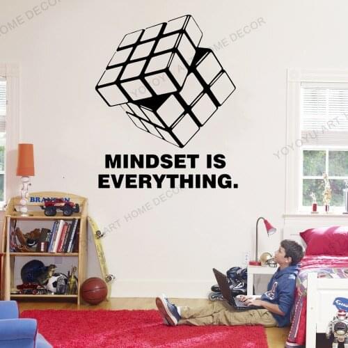Rubiks Cube Design Wall Decal mindset is everything vinyl Sticker Mural interior design Science educational Wallpaper Q37